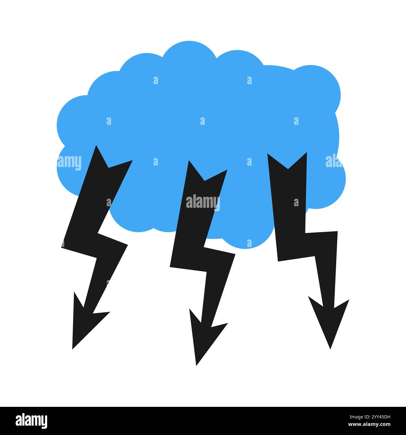 A cloud with a thunderstorm. Vector illustration. Stock Vector