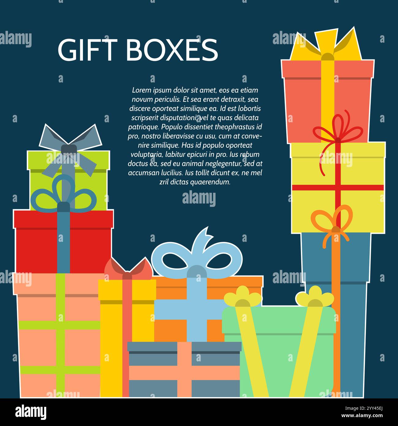 Background with a colorful gift boxes. Vector illustration. Stock Vector