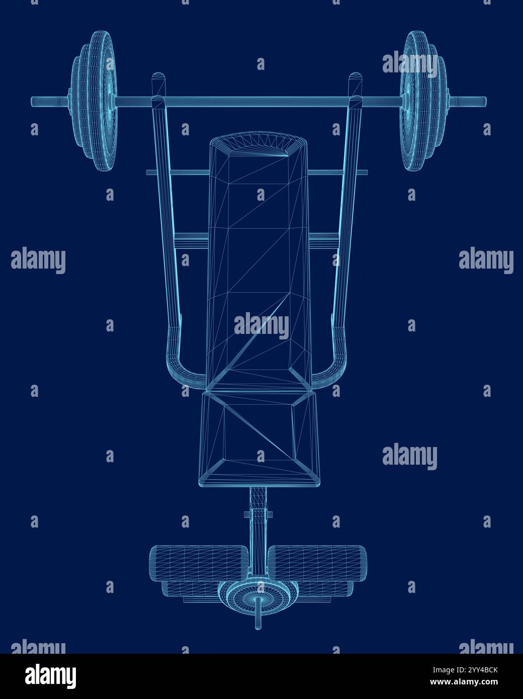 Bench Press wireframe, Vector Illustration. Top view Stock Vector