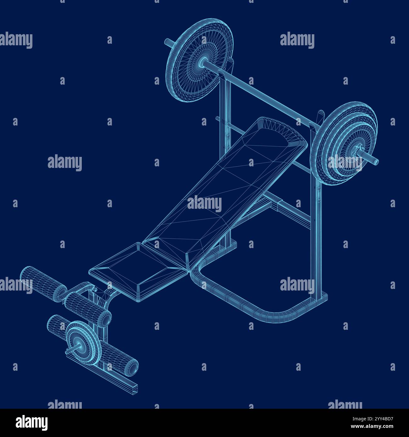 Bench Press wireframe, Vector Illustration Stock Vector