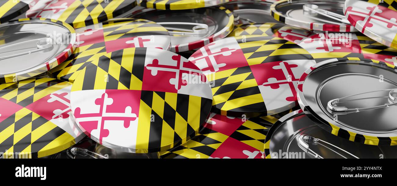 Maryland - round badges with state flag - 3D illustration Stock Photo ...