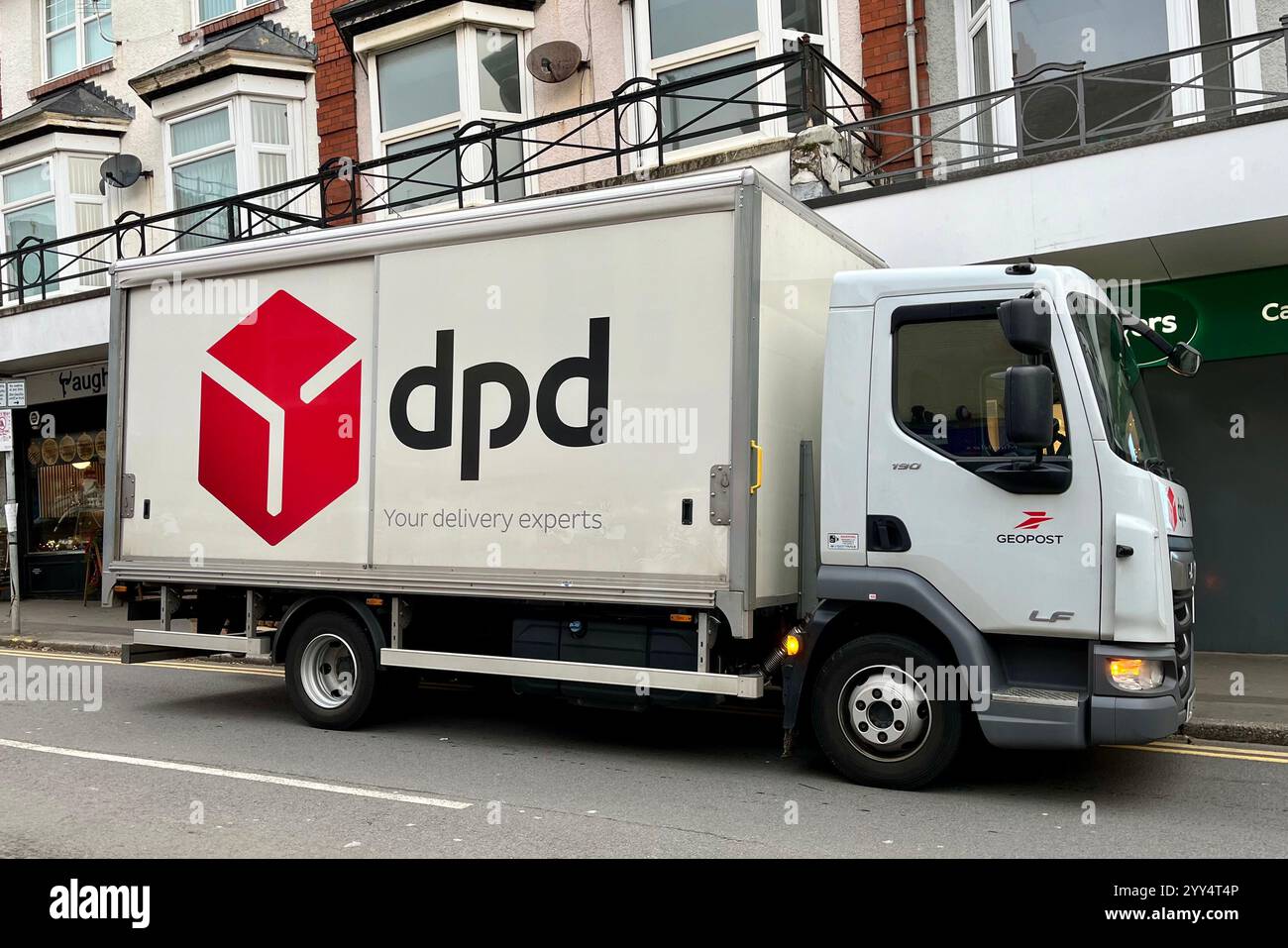 DPD Delivery Lorry in Mumbles, Swansea, Wales, United Kingdom. 10th December 2024. - Smartphone Captured Stock Image