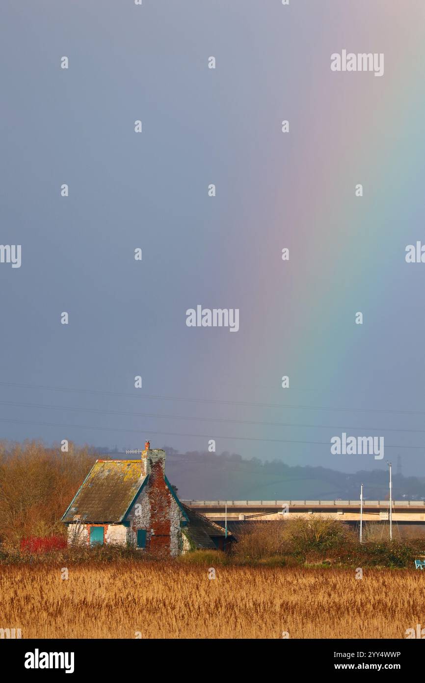 Topsham, Exeter, Devon, UK. 19th December, 2024. UK Weather Rainbow