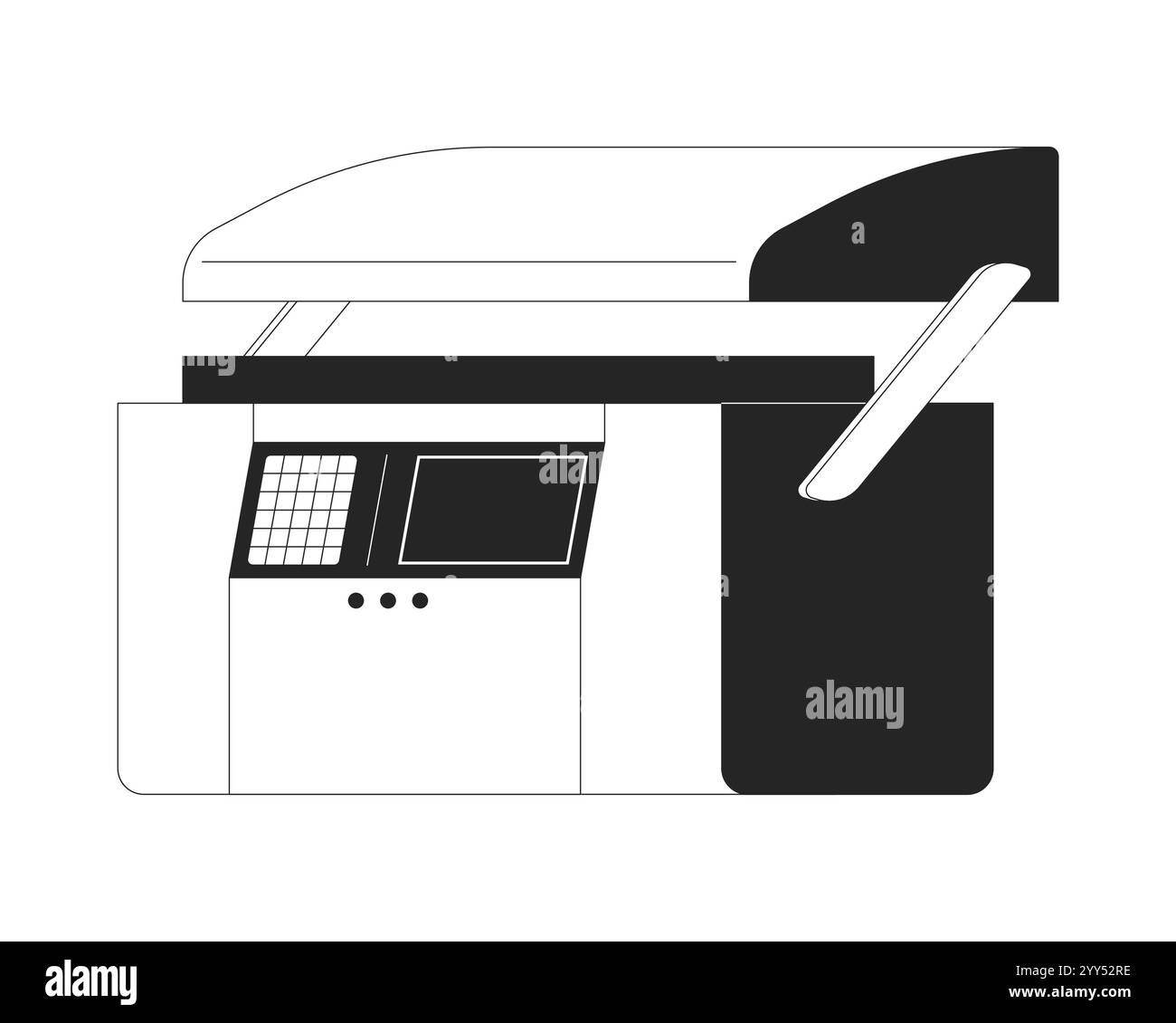 Hydraulic press brake machine black and white 2D line object Stock Vector