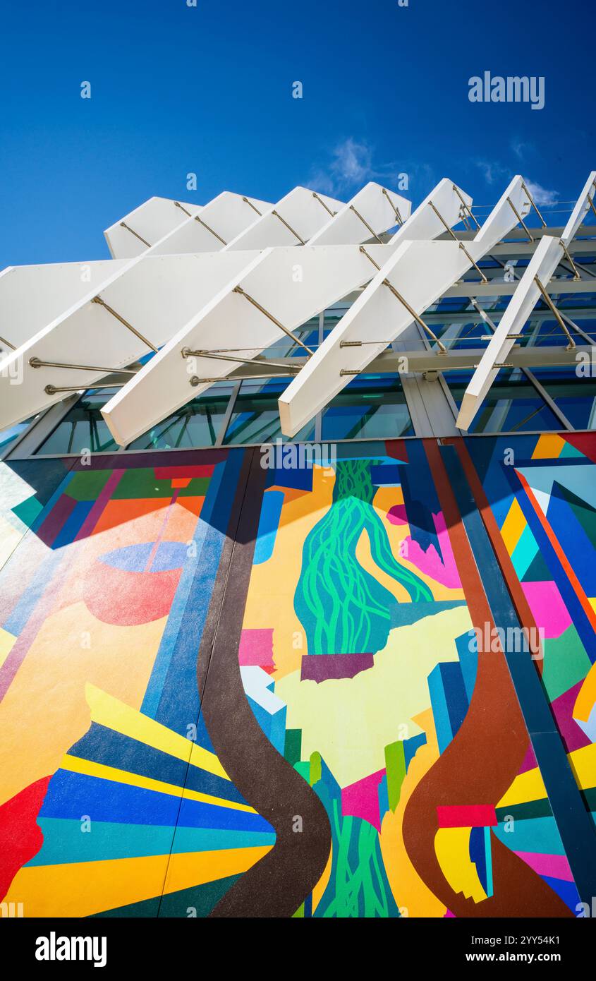 Detail of the Convention Center of Art Basel Miami Beach is a premier international art fair that annually transforms Miami into a global cultural hub Stock Photo
