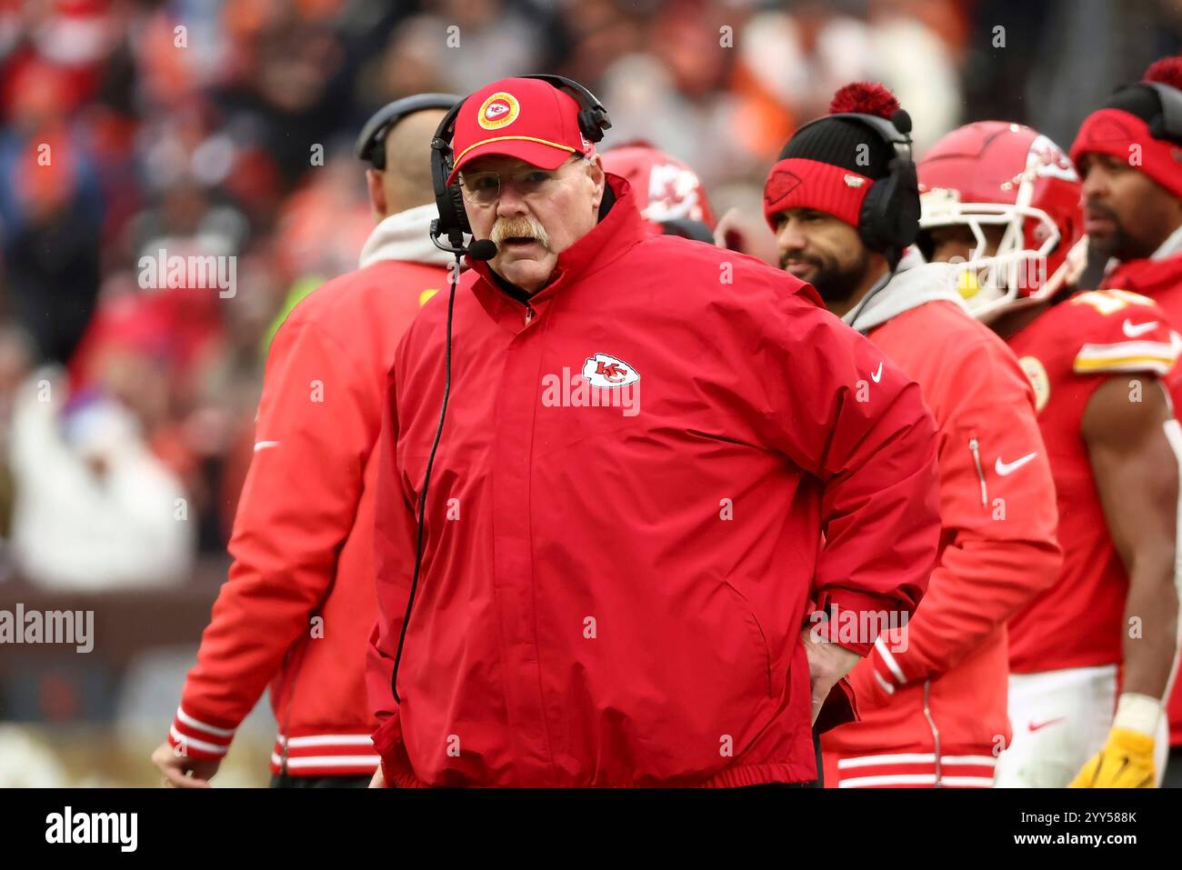 Kansas City Chiefs head coach Andy Reid stands on the sideline during