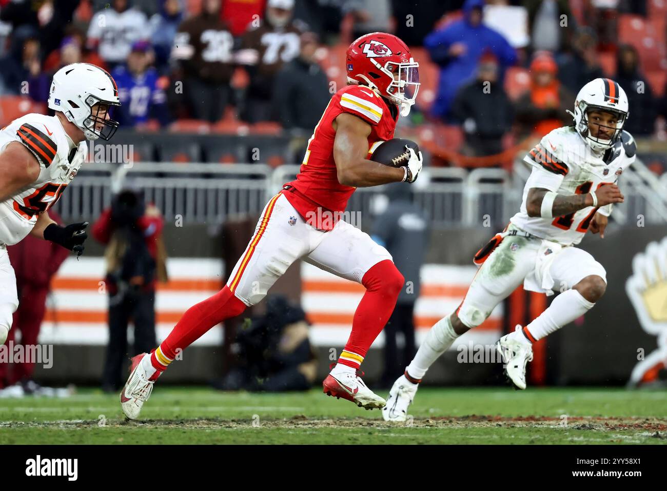 Kansas City Chiefs safety Jaden Hicks (21) runs with the ball during an