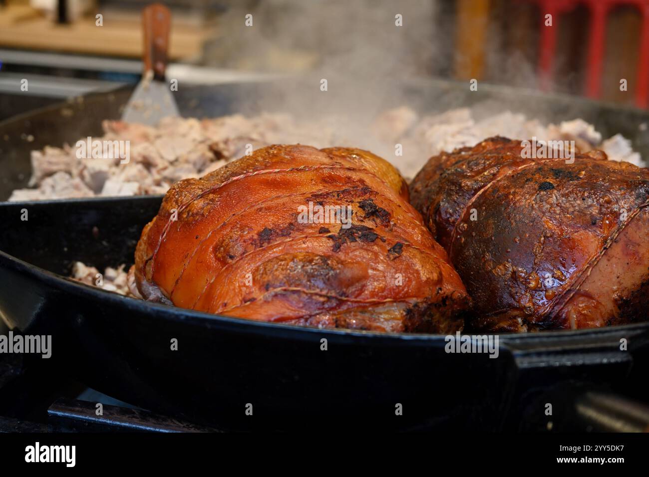 Roast pork cooking Stock Photo