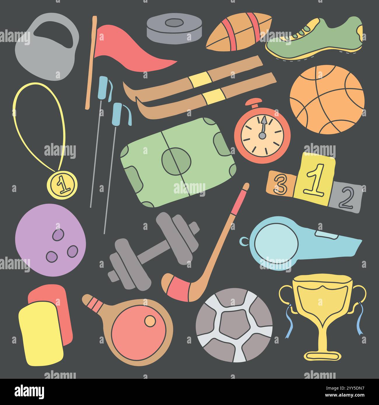 Vector sports icons. Hand drawn sport illustration Stock Vector Image ...