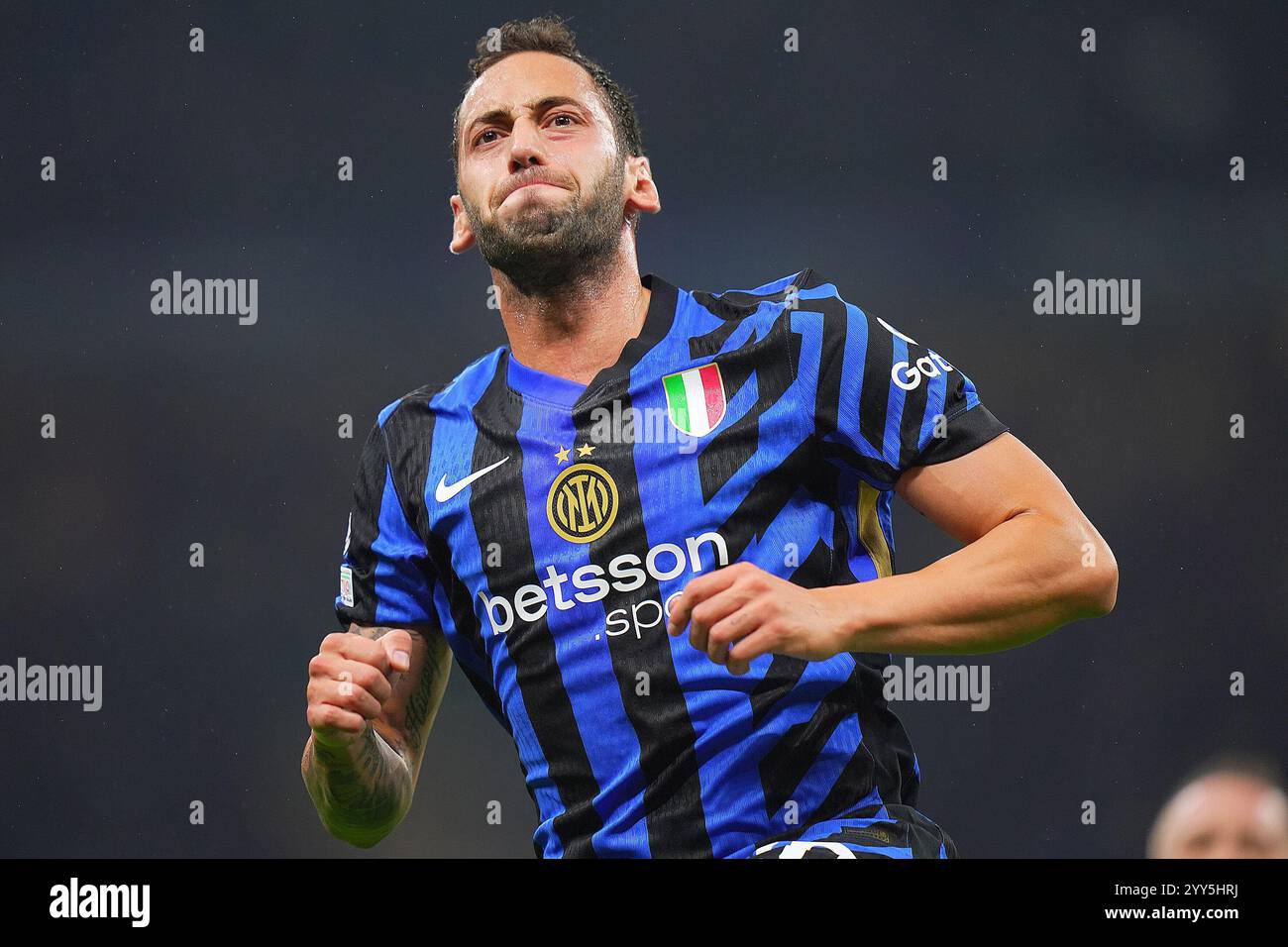 Inter Milan S Hakan Calhanoglu Celebrates After Scoring 1 0 During The