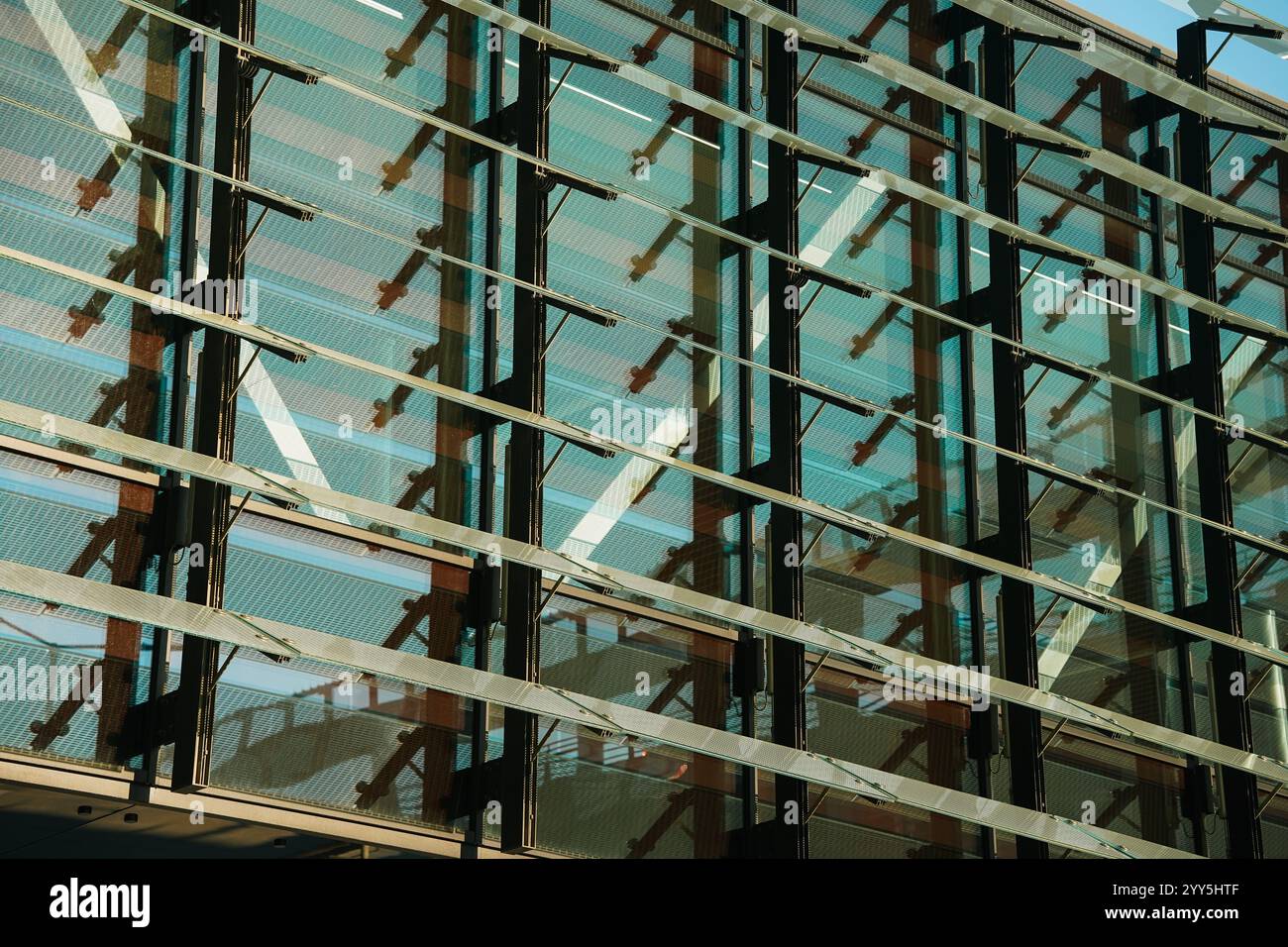 Reworked photo of glass facade wall. Abstract modern architecture ...