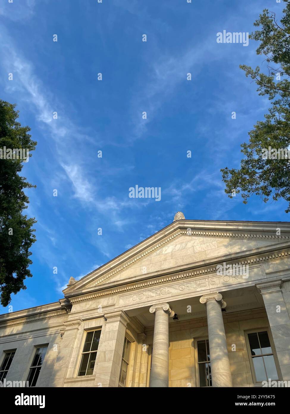 the college of history with pilars and a sky - Smartphone Captured Stock Image