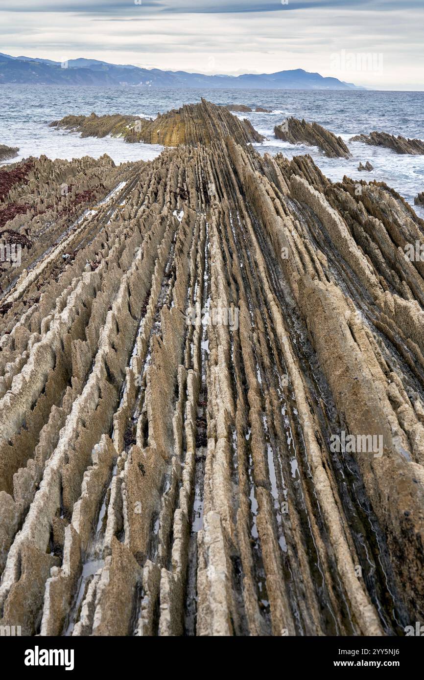 Famous flysch rocks of the Atlantic in Basque country, Spain Stock Photo