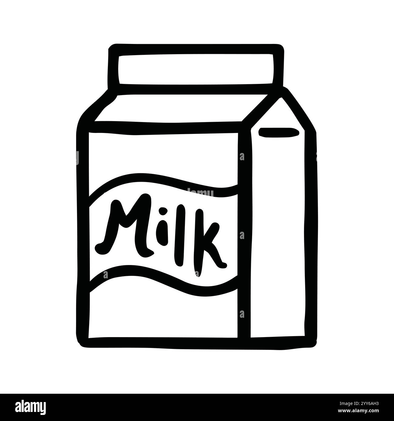Milk Carton Jug Bottle Jar Icon Hand Drawn - Black and White-Thick Lines SVG Stock Vector