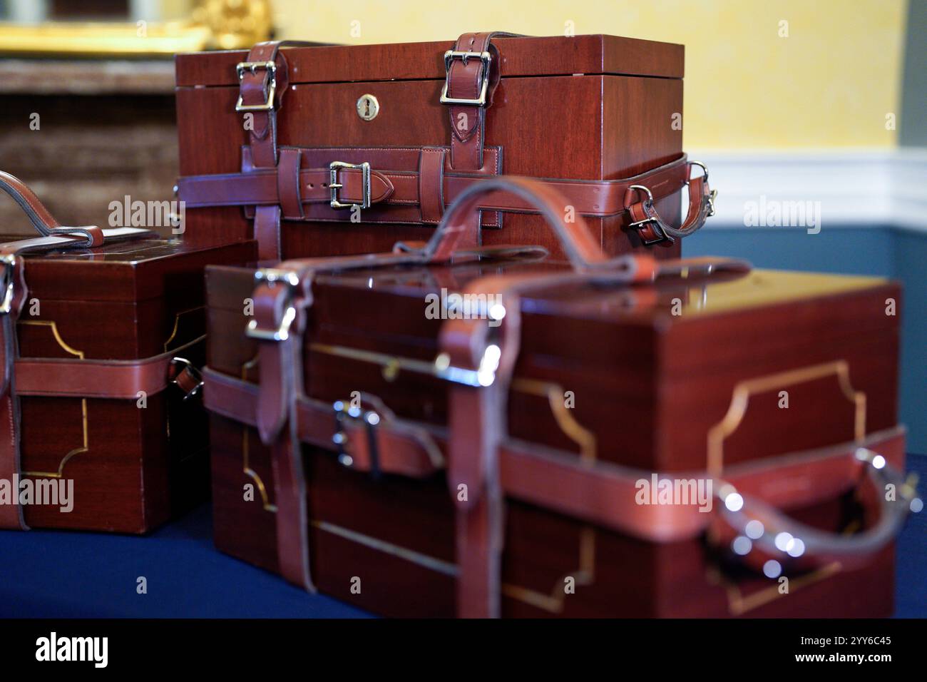The mahogany boxes that will hold the electoral votes are on display on