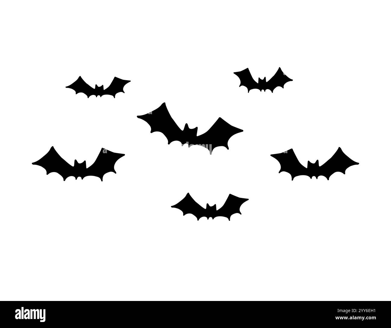 Vector set group of flying bat silhouette isolated on white background ...
