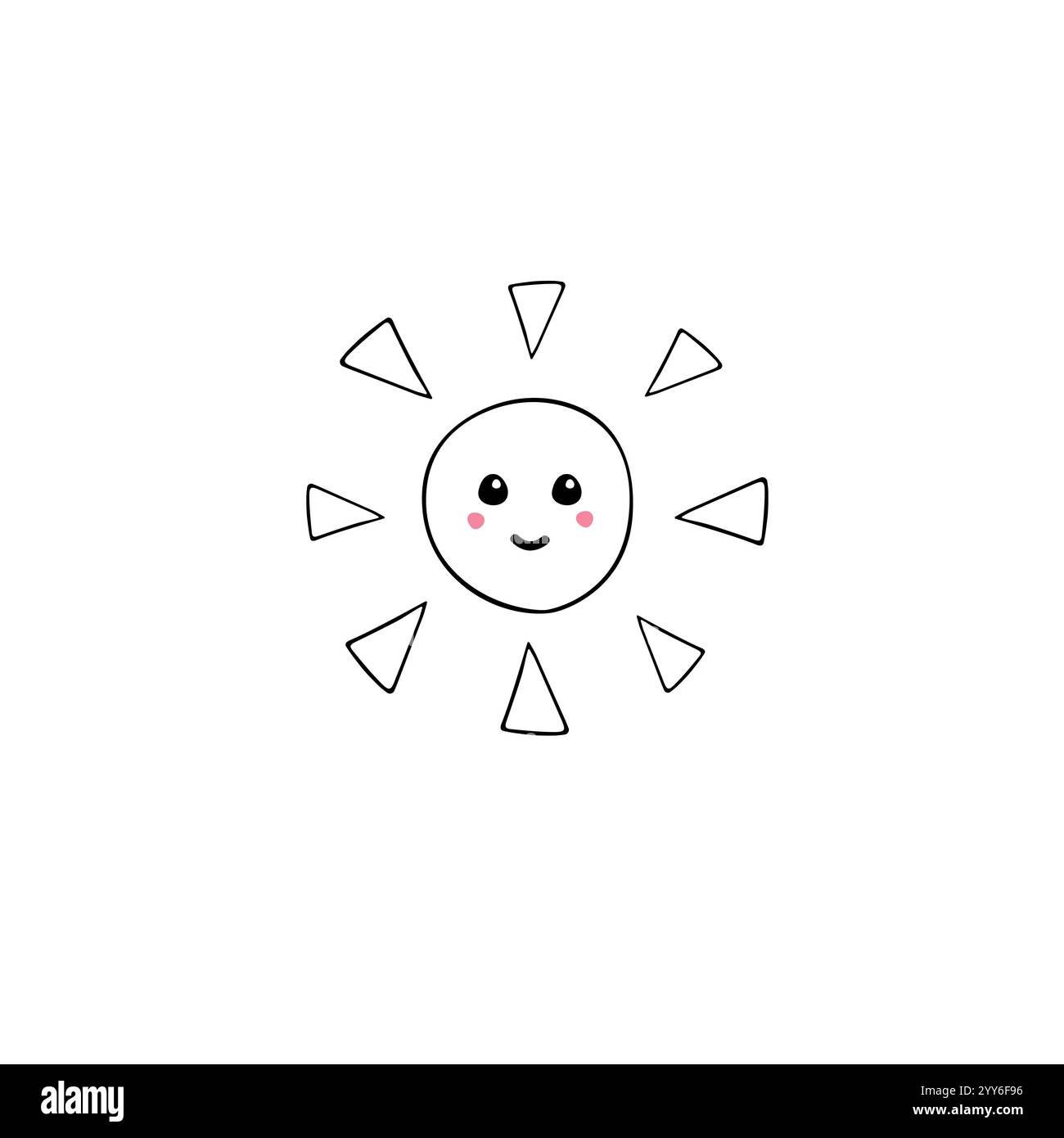 Vector hand drawn doodle sketch sun with face isolated on white ...