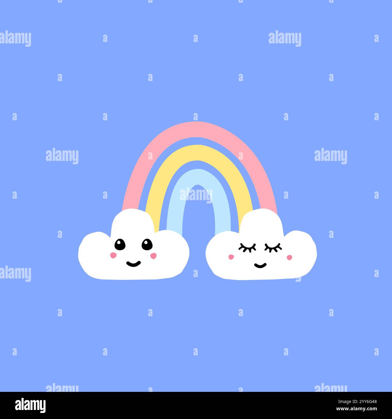 Kawaii rainbow clouds cute Stock Vector Images - Alamy