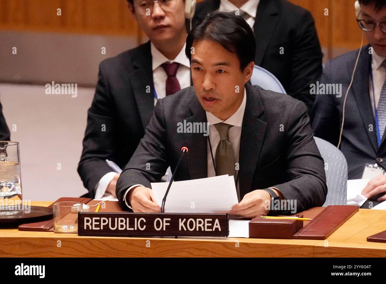 South Korea Deputy UN Ambassador Hyunwoo Cho addresses the United ...