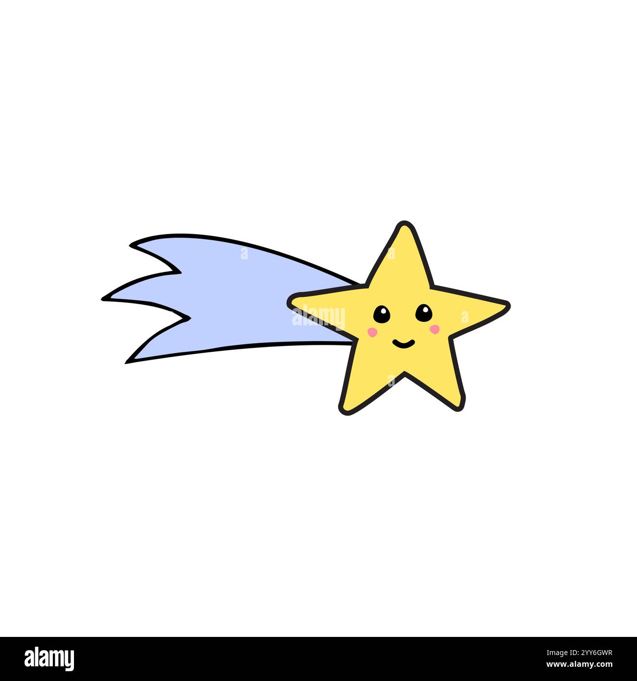 Vector hand drawn doodle sketch colored flying star with face isolated ...