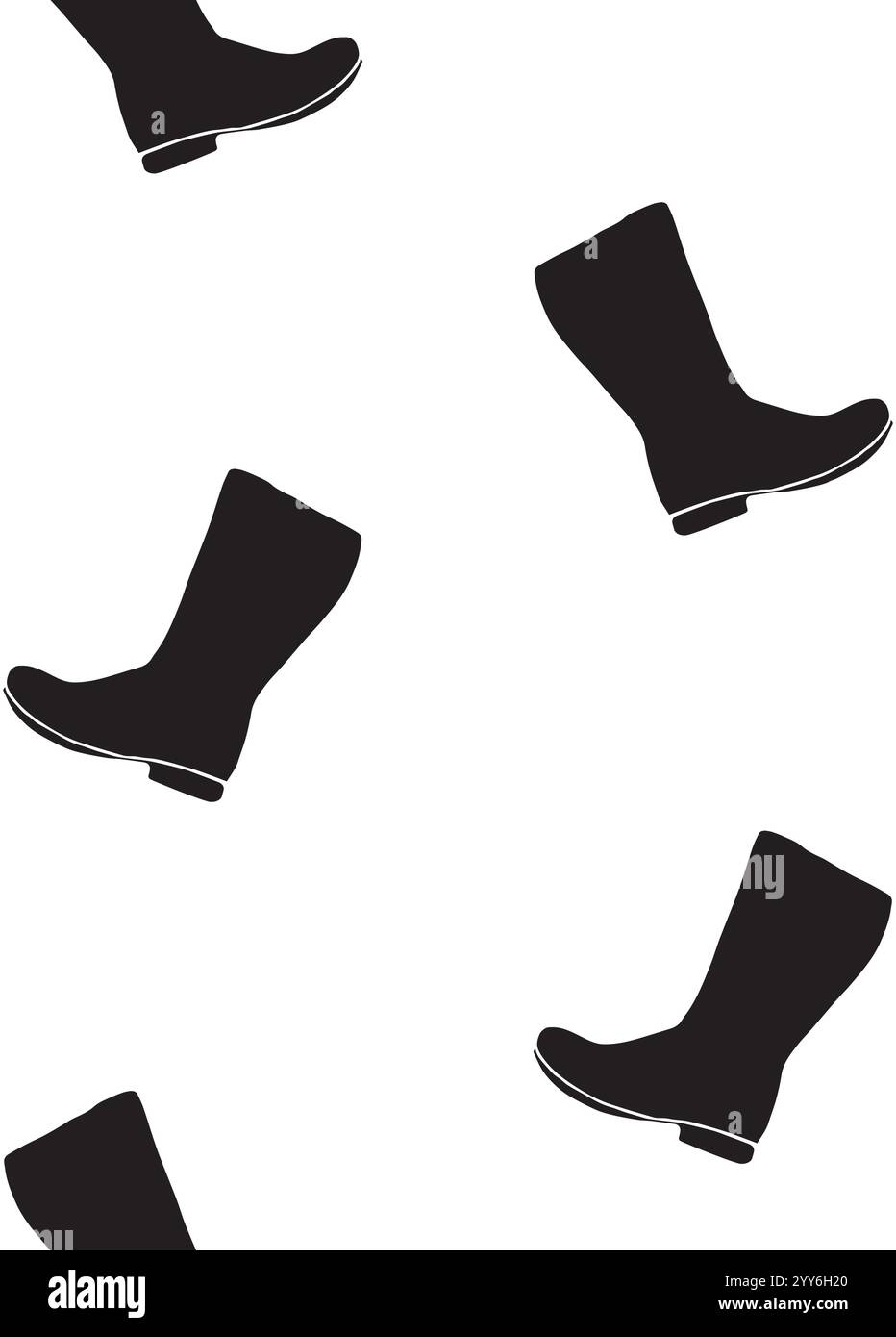 Vector seamless pattern of black hand drawn doodle sketch gumboots ...