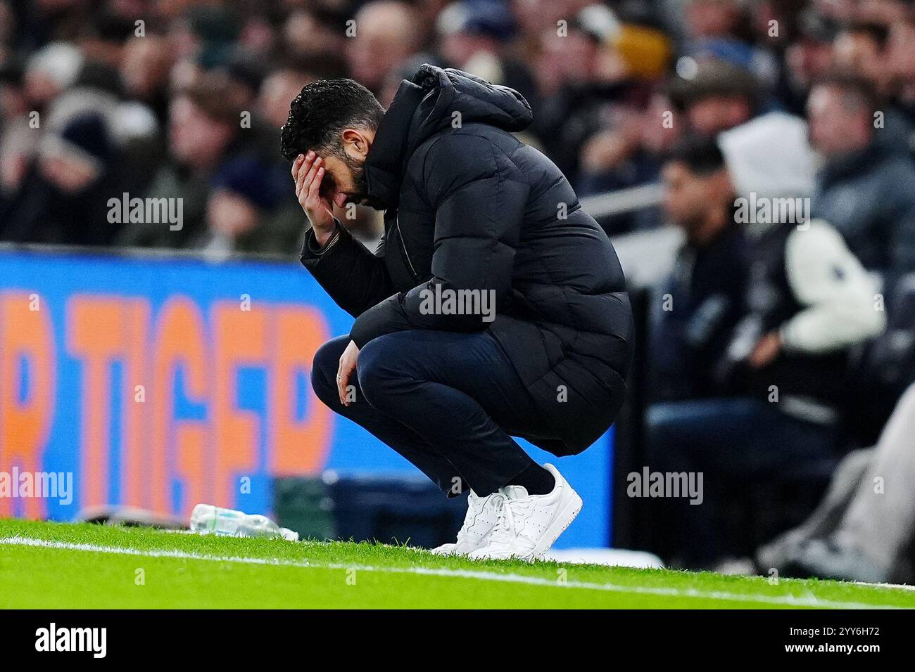 Manchester United manager Ruben Amorim reacts on the touchline during