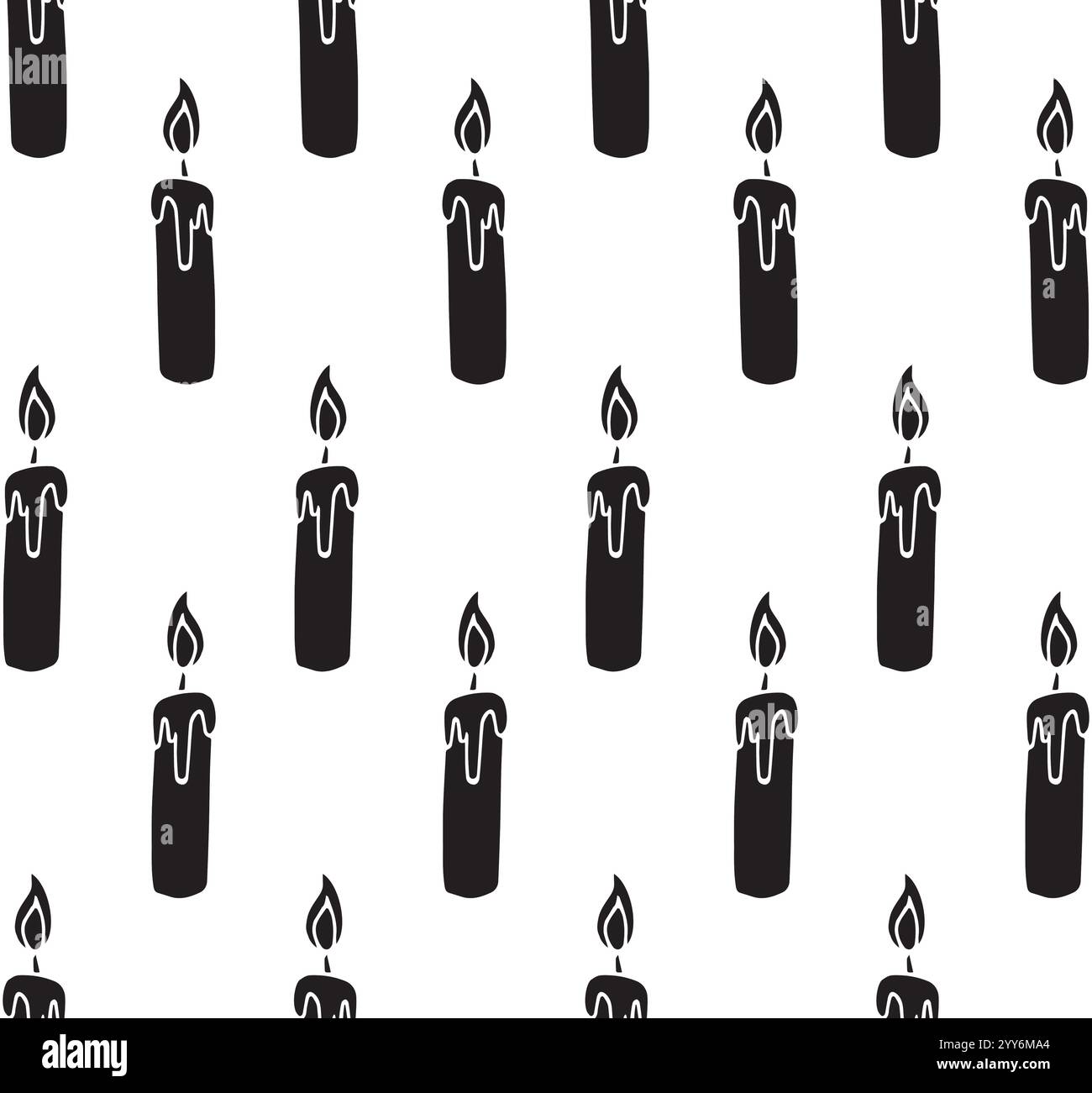 Vector seamless pattern of black hand drawn doodle sketch candle ...
