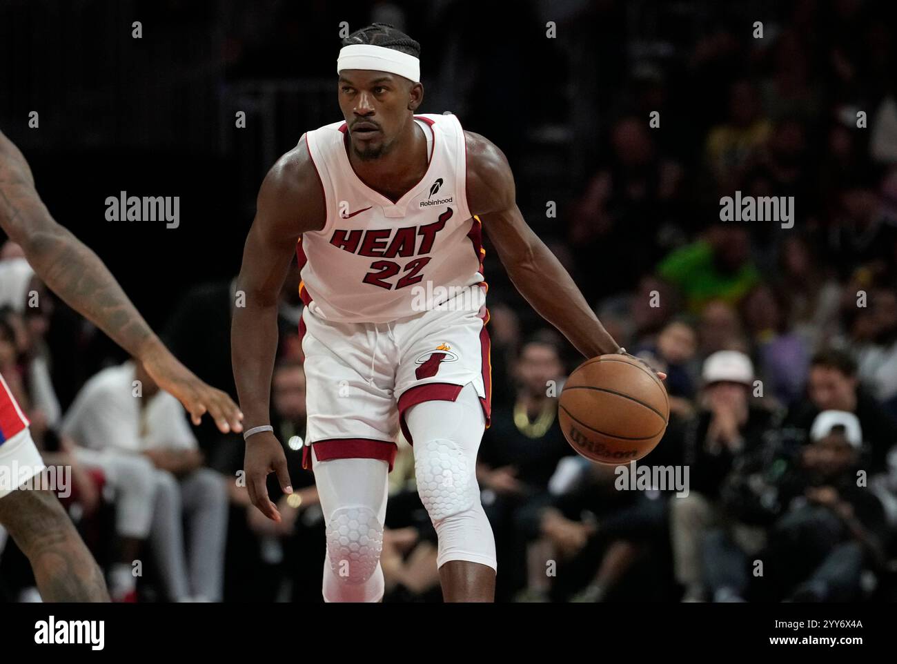 Miami Heat forward Jimmy Butler (22) moves the ball down the court ...
