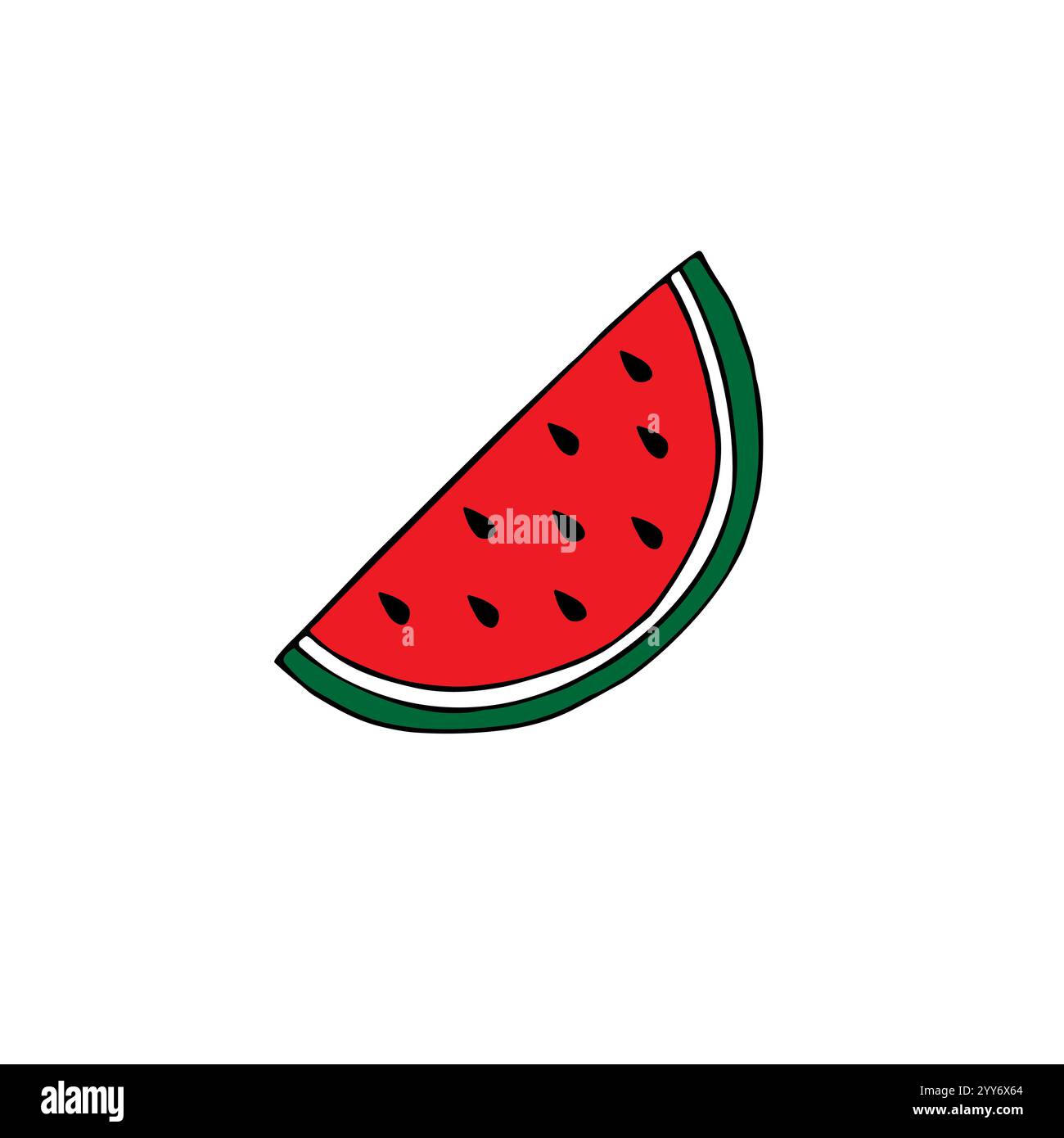 Vector hand drawn doodle sketch colored watermelon slice isolated on ...