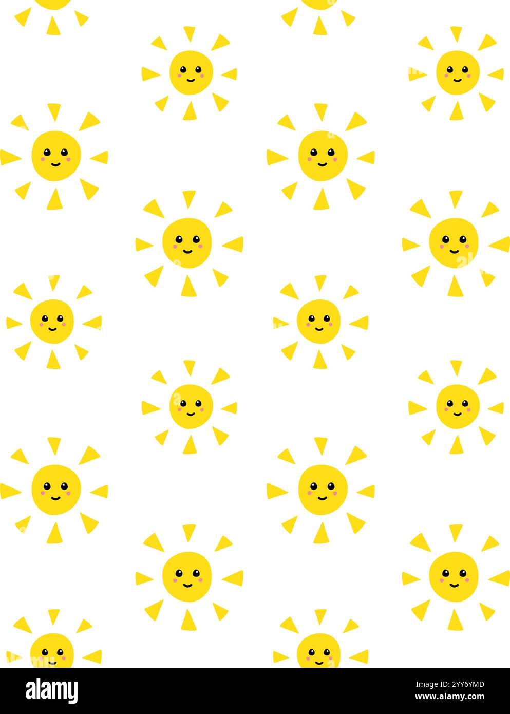 Vector seamless pattern of yellow hand drawn doodle sketch sun with ...