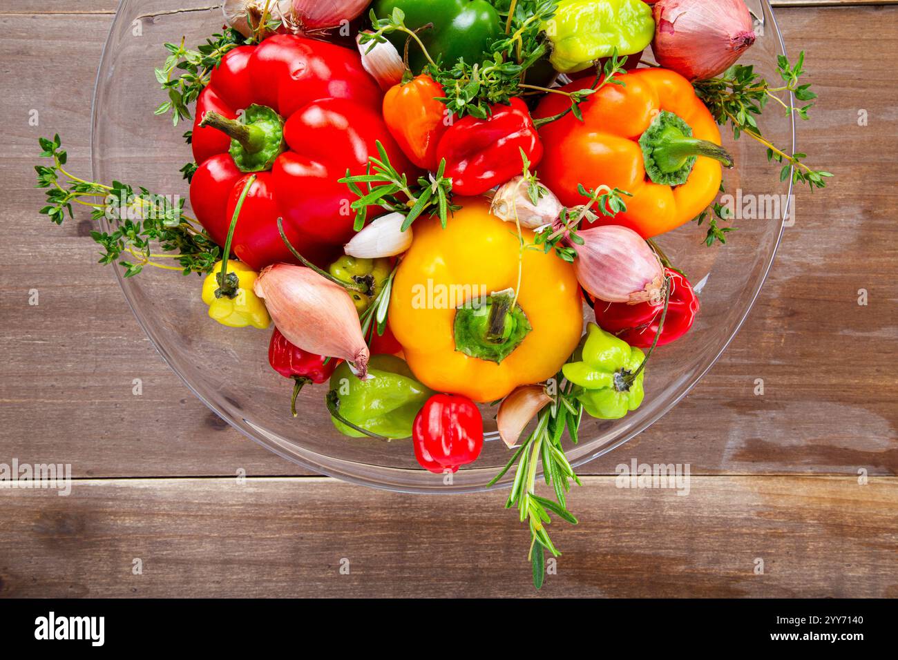 Overhead Colorful Assorted Fresh Healthy Organic Vegetables and Fruits ...