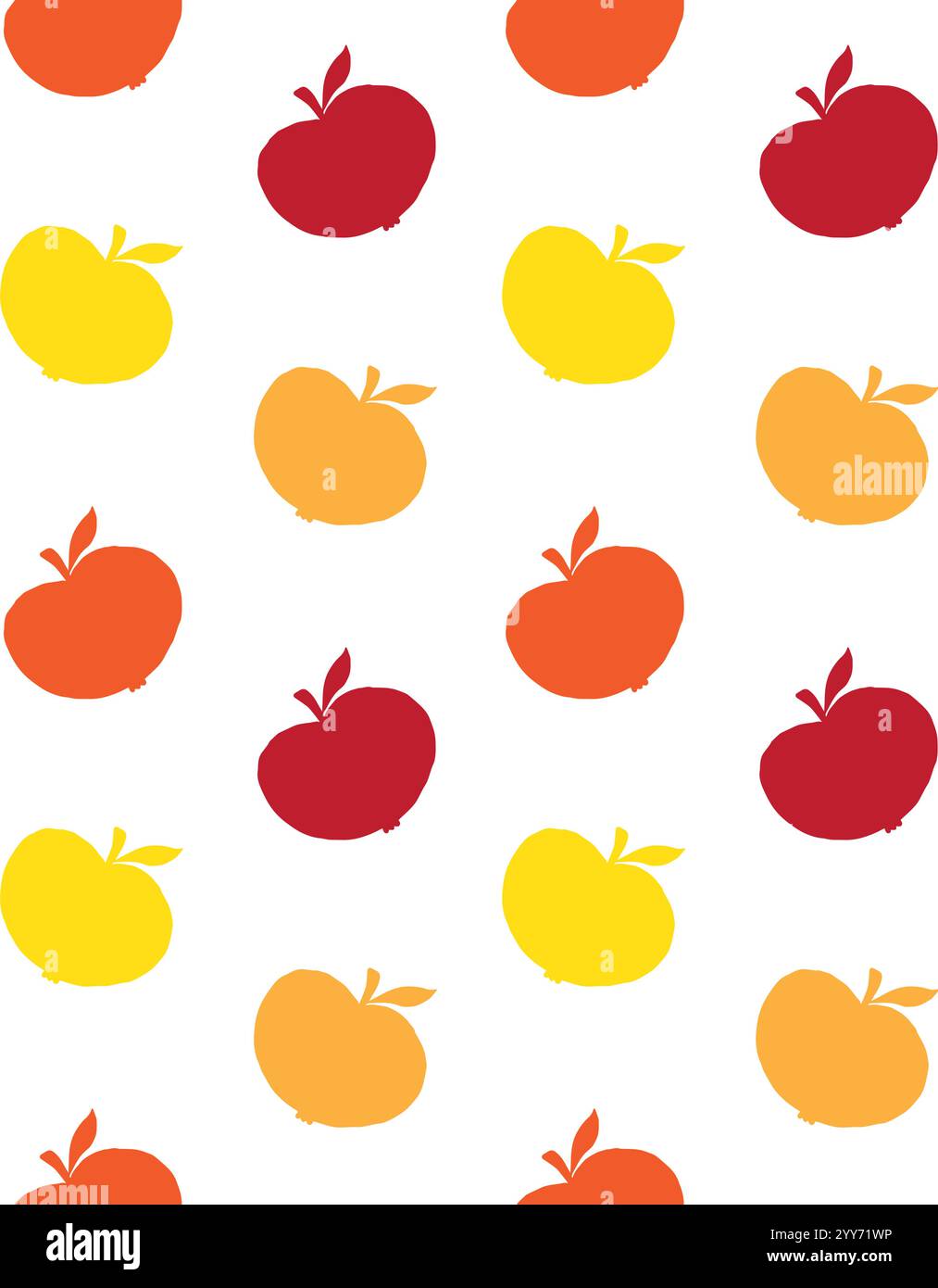 Vector seamless pattern of different color hand drawn doodle sketch apples silhouette isolated on white background Stock Vector