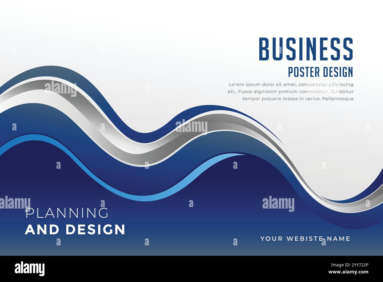 business presentation template in blue wavy style Stock Vector Image ...