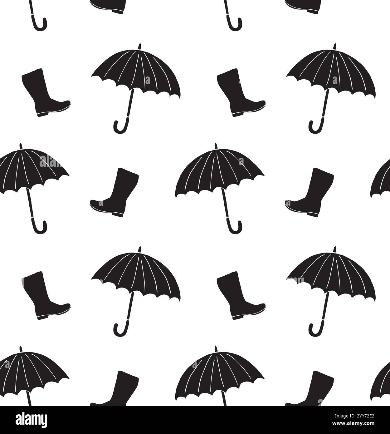 Vector seamless pattern of black hand drawn doodle sketch gumboots and ...
