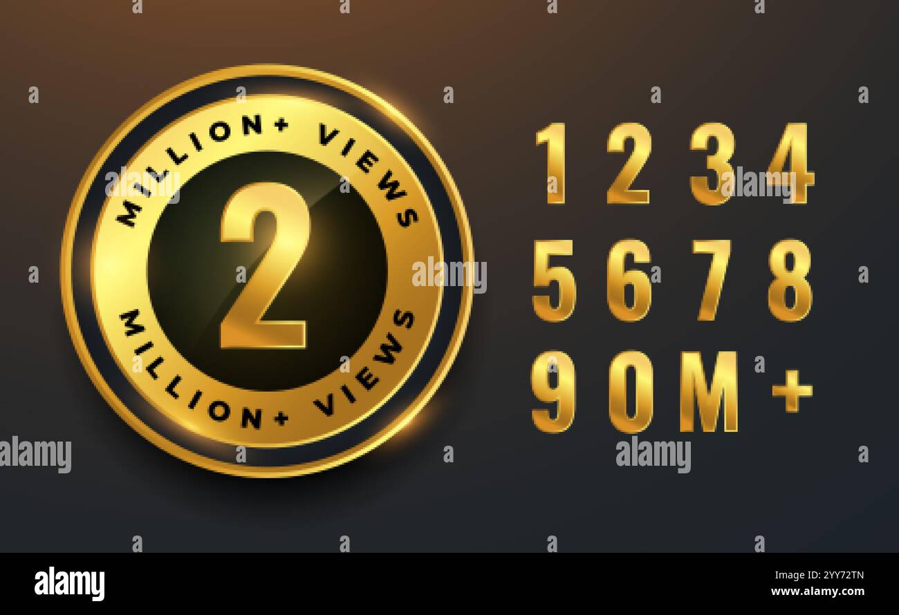 2 million or 2M views golden labels for videos Stock Vector Image & Art ...