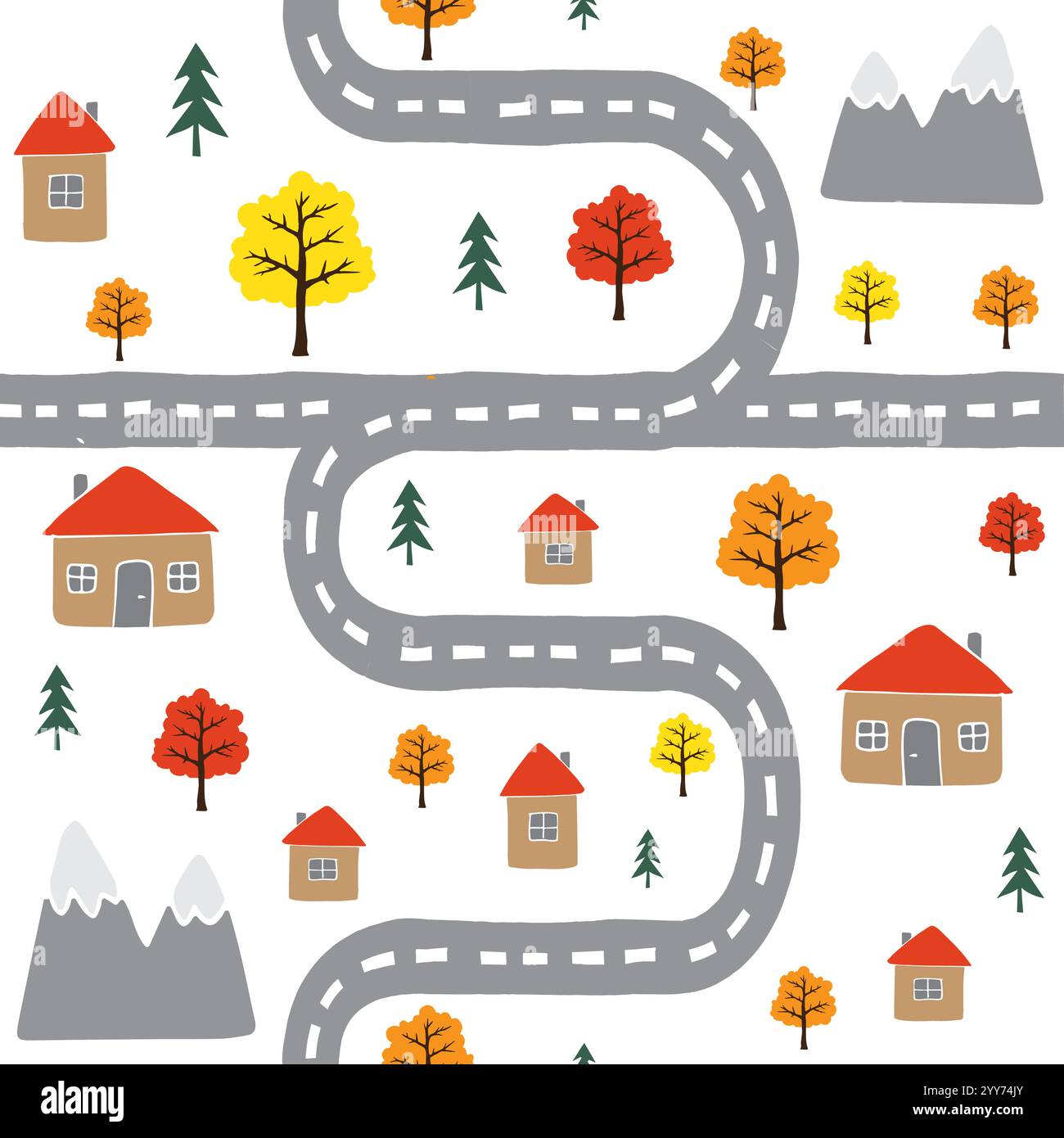 Vector seamless pattern of different autumn hand drawn doodle sketch ...