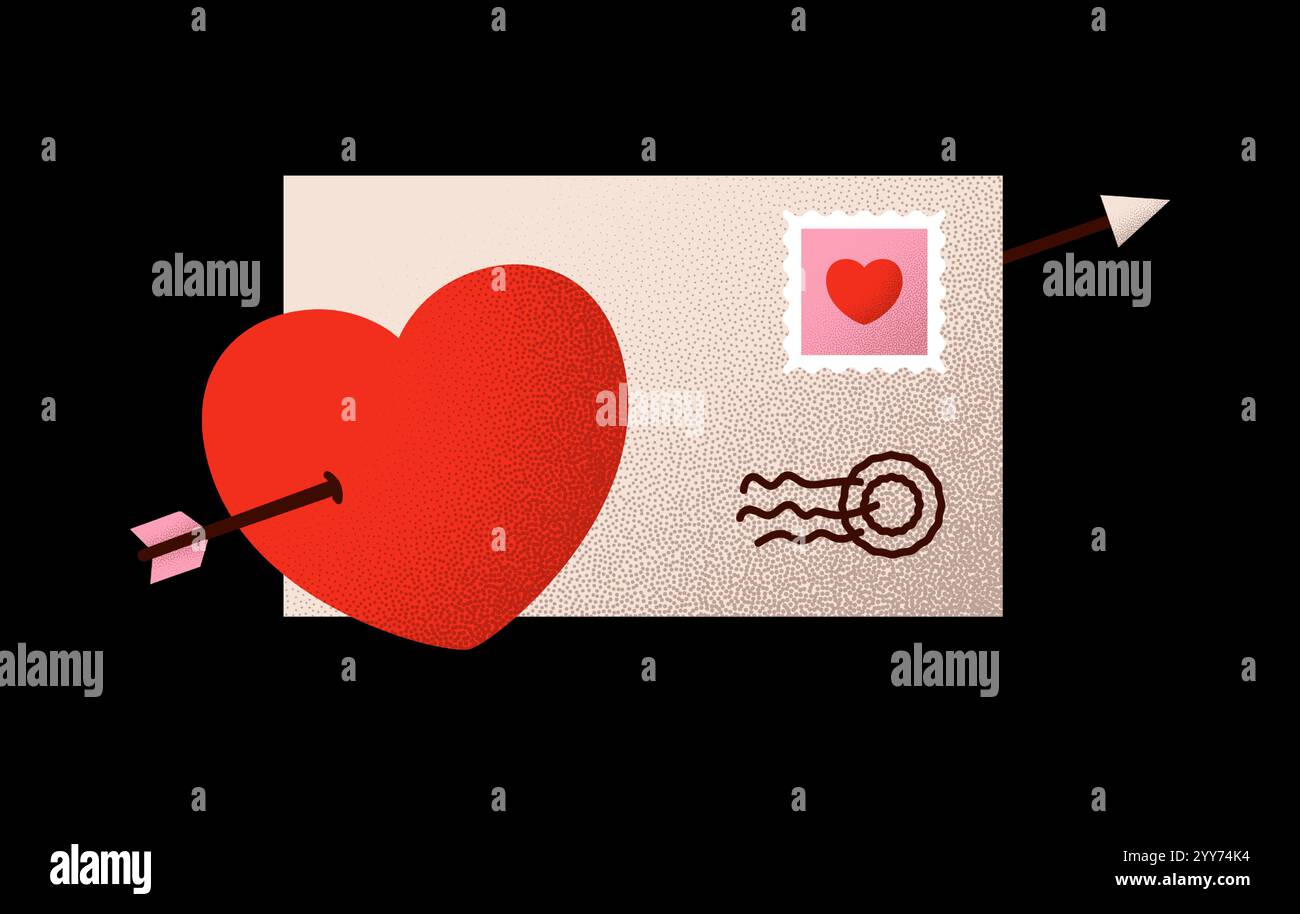 love letter envelope Valentines day minimal love letter vector ...
