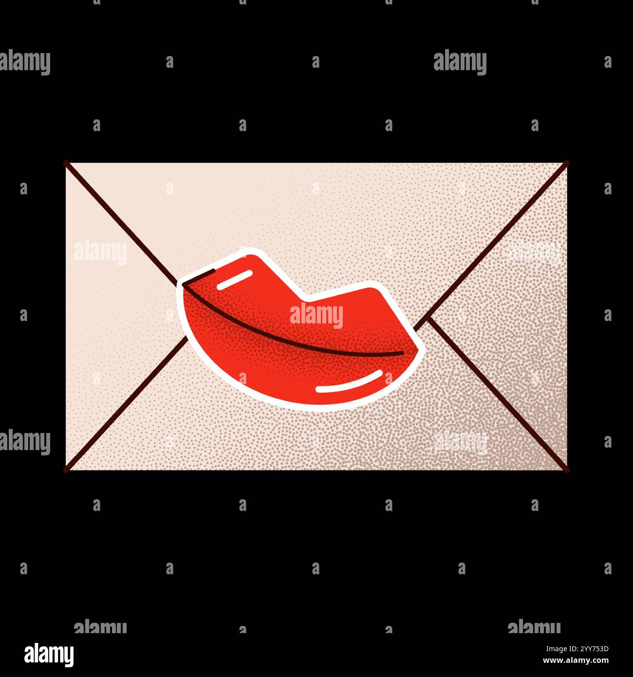 love letter envelope kiss Valentines day minimal love letter vector ...
