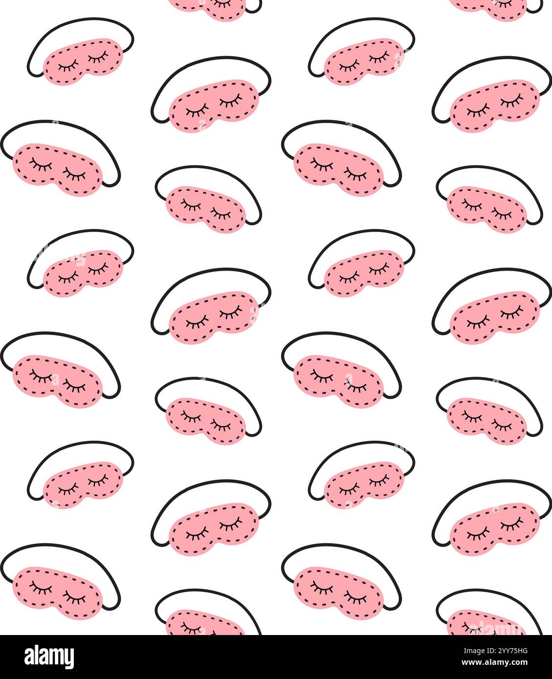Vector seamless pattern of pink hand drawn doodle sketch sleeping mask ...