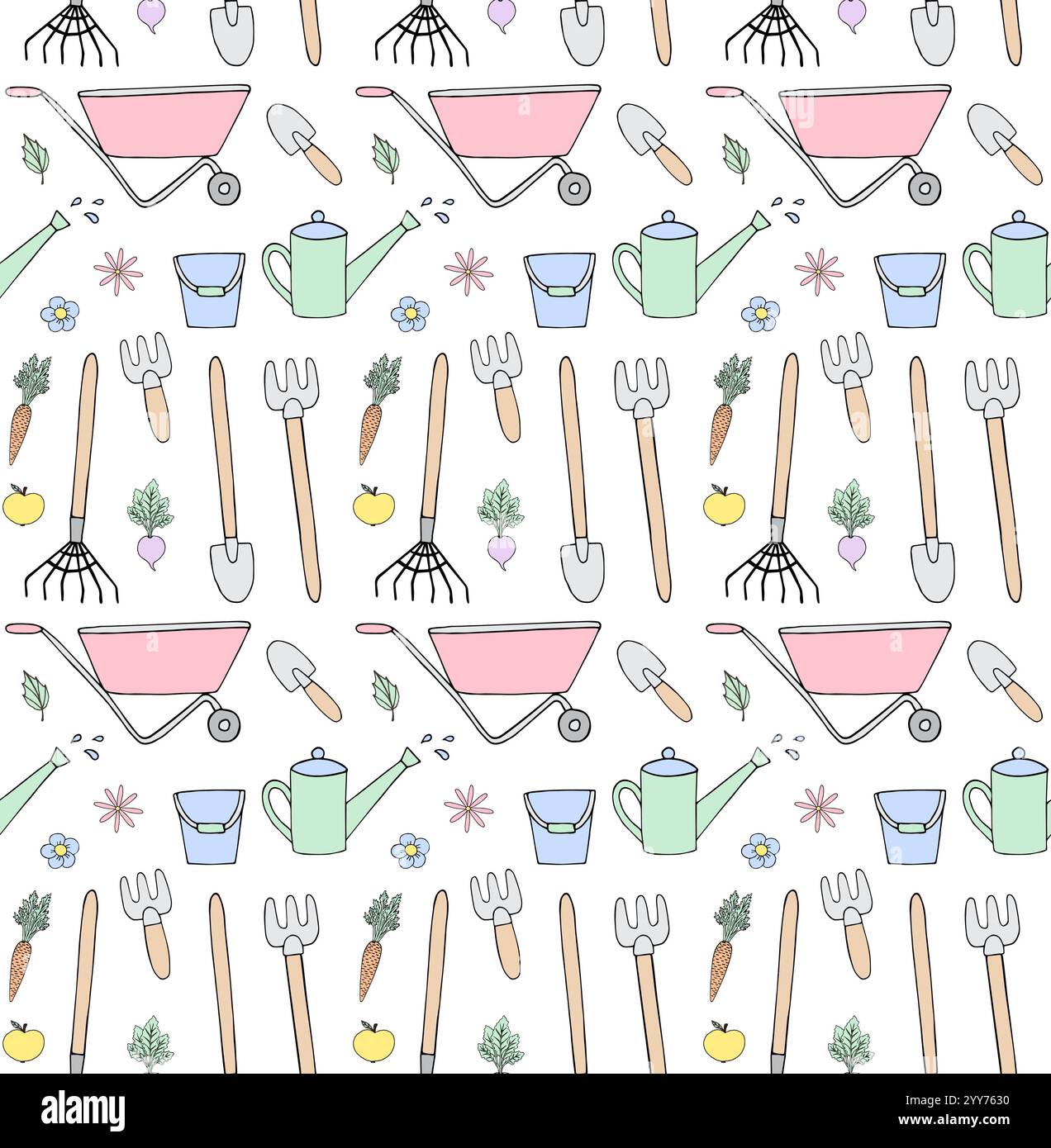 Vector seamless pattern of pastel colored hand drawn doodle sketch ...