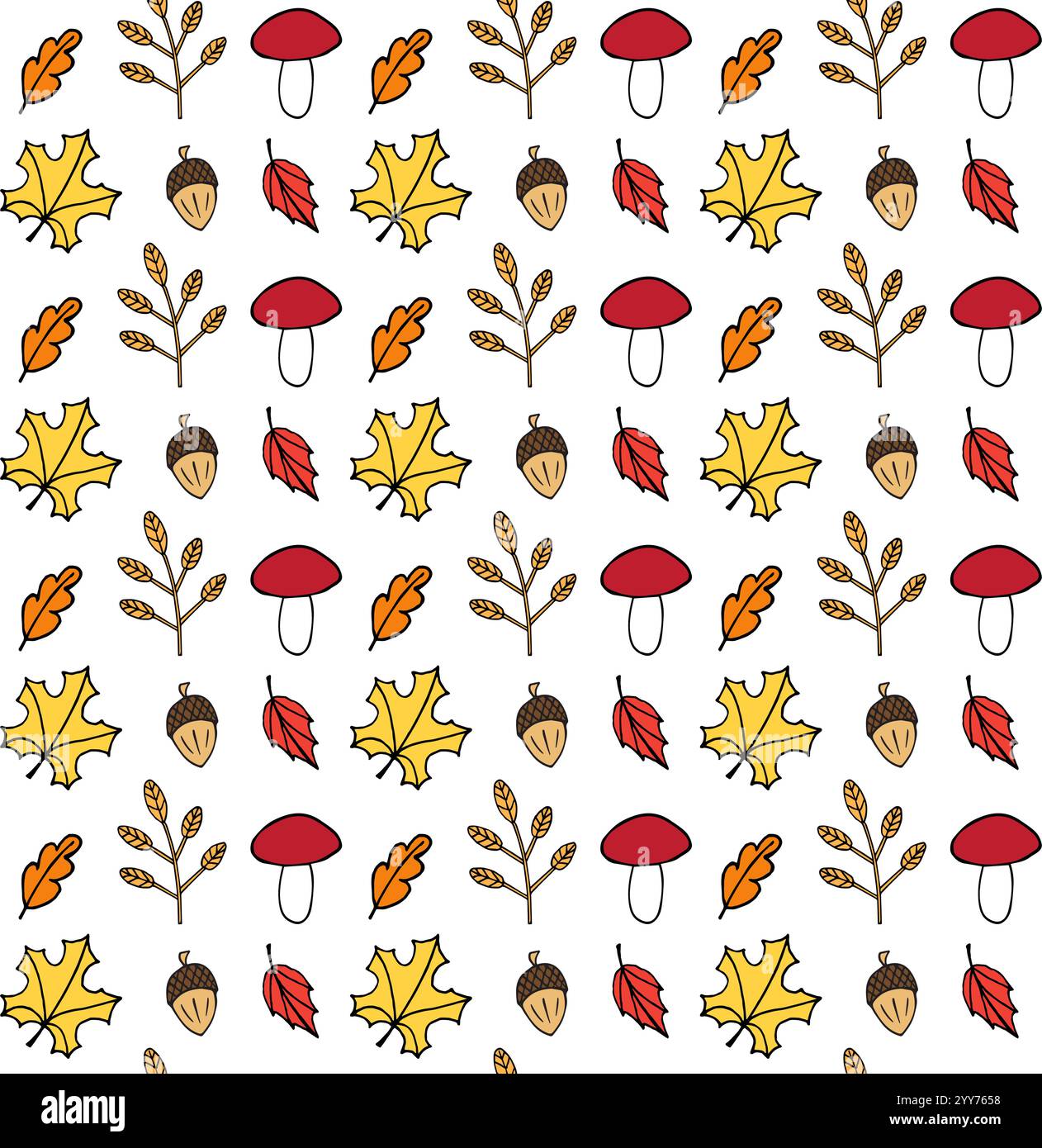 Vector seamless pattern of different colored hand drawn doodle sketch ...