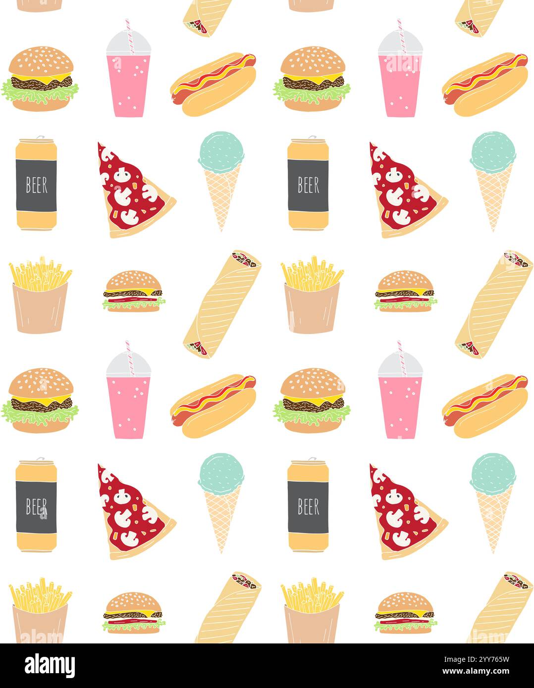 Vector seamless pattern of different colored hand drawn doodle sketch ...