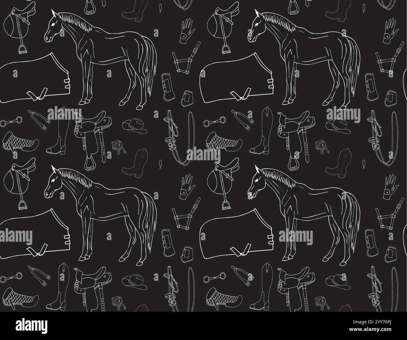 Vector seamless pattern of horse ride equipment Stock Vector Image ...