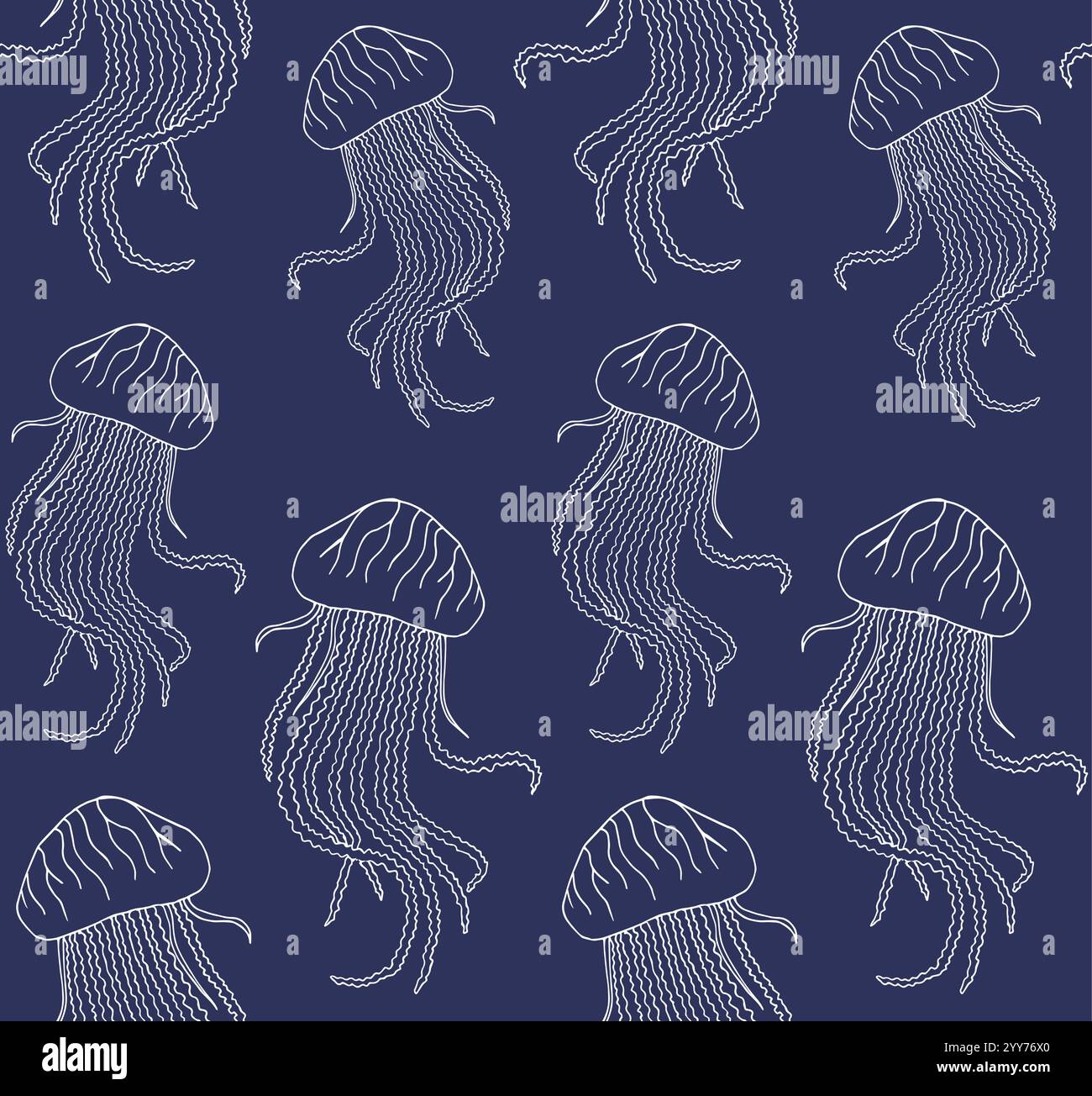 Vector seamless pattern of sketch jelly fish Stock Vector Image & Art ...