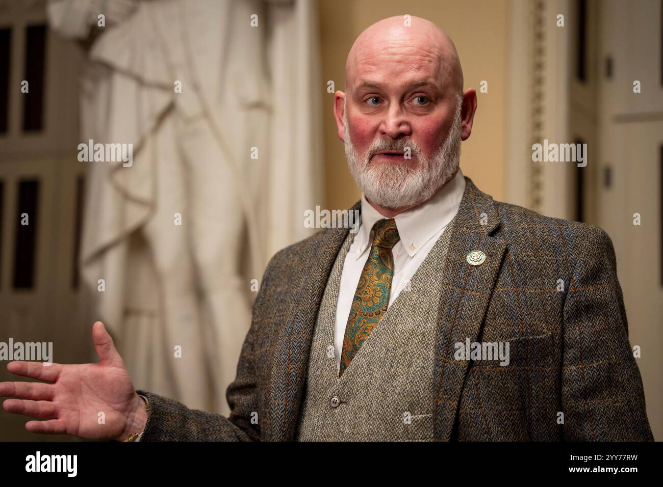Rep. Derrick Van Orden (RWis.) speaks to the press before the House