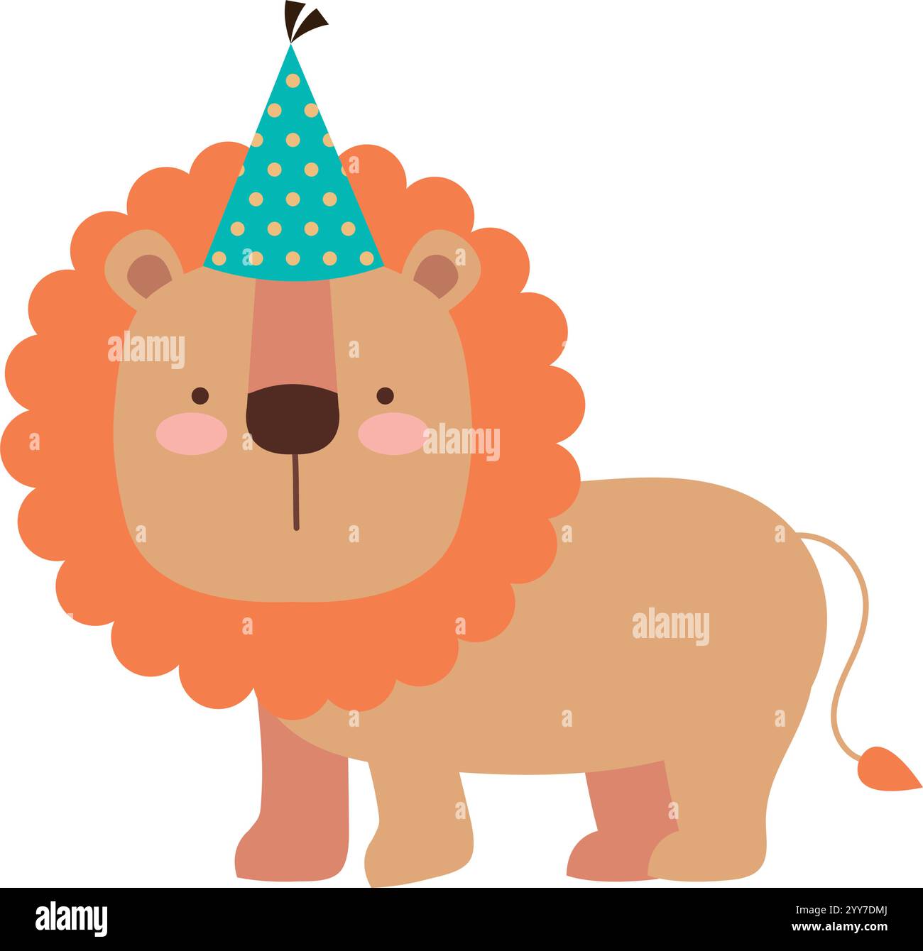cute lion with birthday hat Stock Vector Image & Art - Alamy