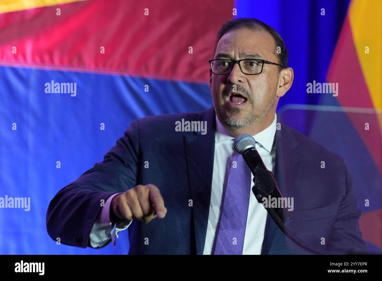 FILE Arizona Secretary of State Adrian Fontes speaks during a watch