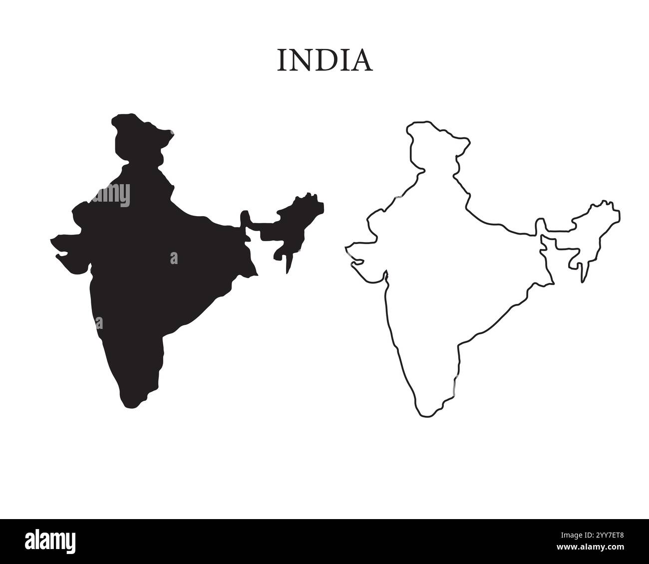 India map vector illustration, scribble sketch Republic India map, Indian map silhouette, Indian country Stock Vector