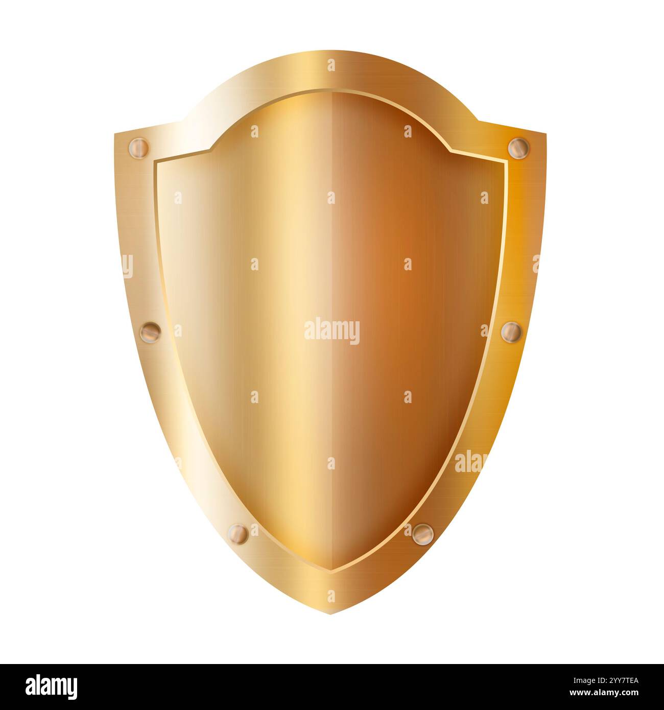 Golden riveted shield. Isolated on white background Stock Photo - Alamy
