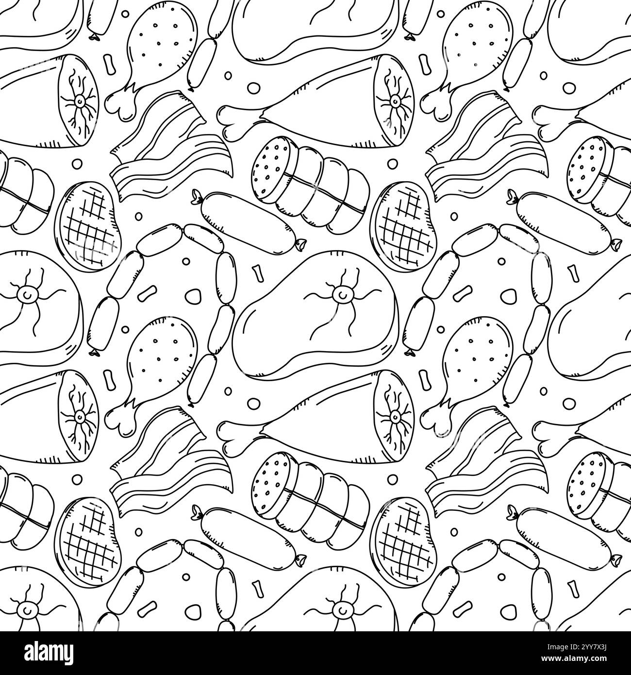 Seamless meat pattern. Doodle meat background. illustration with meat ...